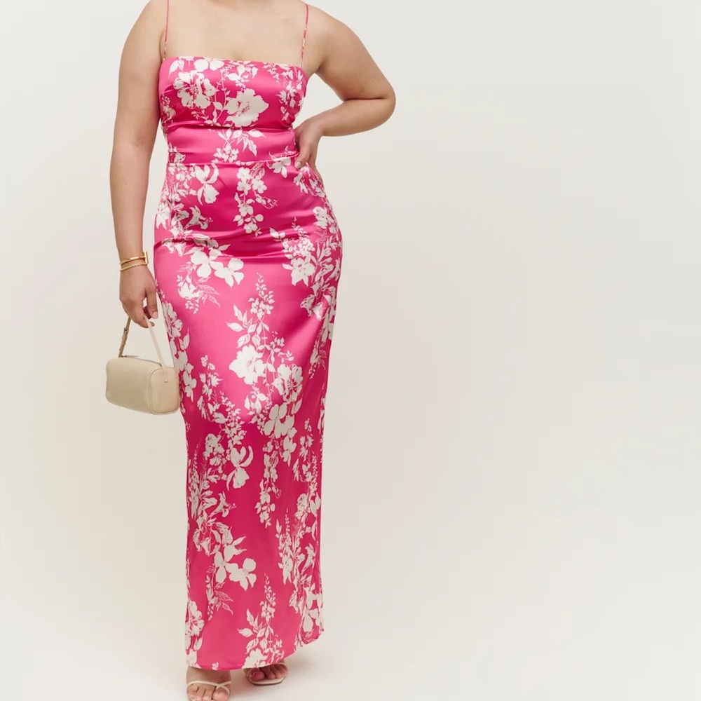 Reformation Frankie Silk Dress Hothouse - Size 4